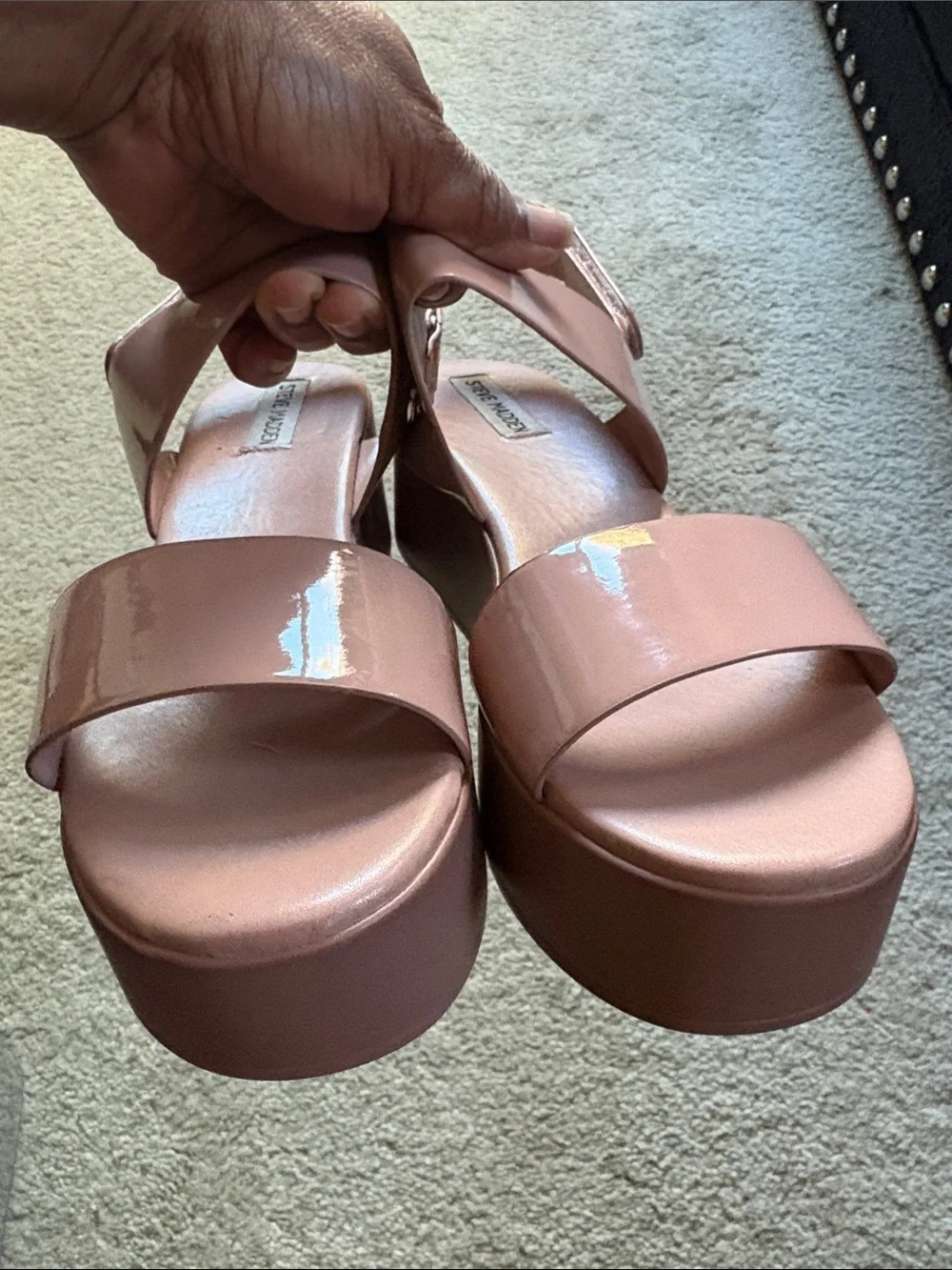 Steve Madden Blush Pink Patent Platform Sandals